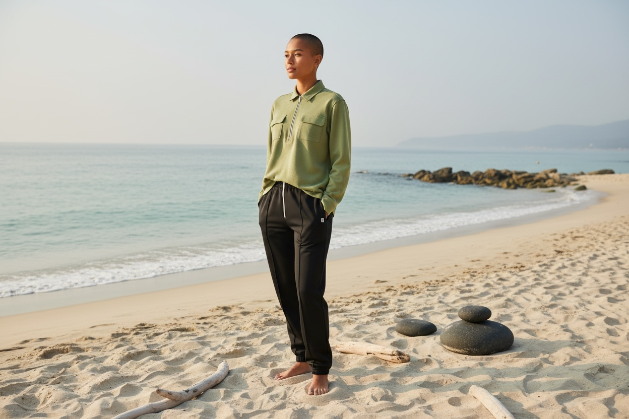 Men's Long Sleeve Zipper Polo with Pockets