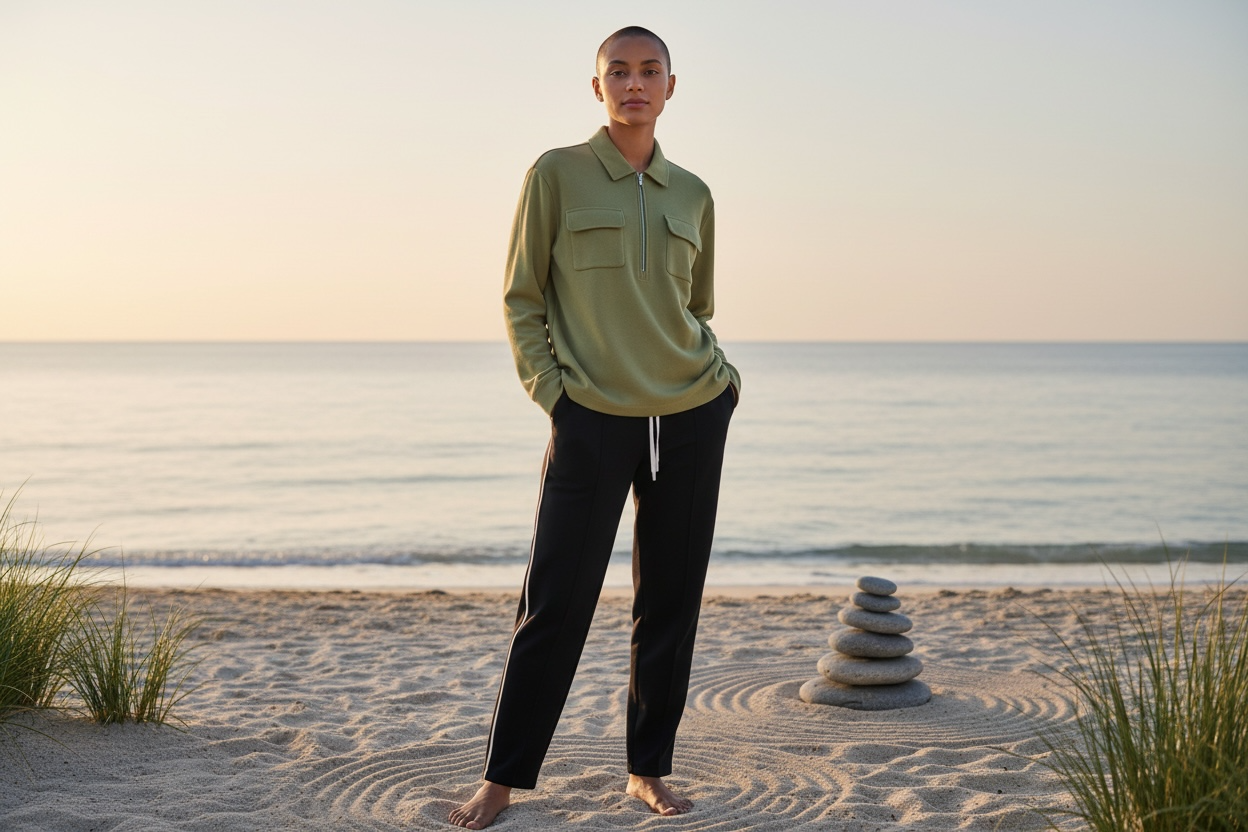 Men's Long Sleeve Zipper Polo with Pockets