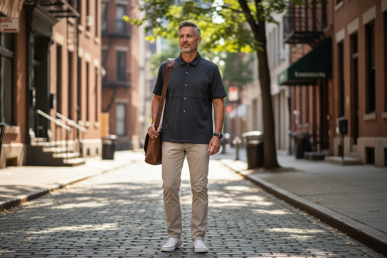 short sleeve button tech shirt